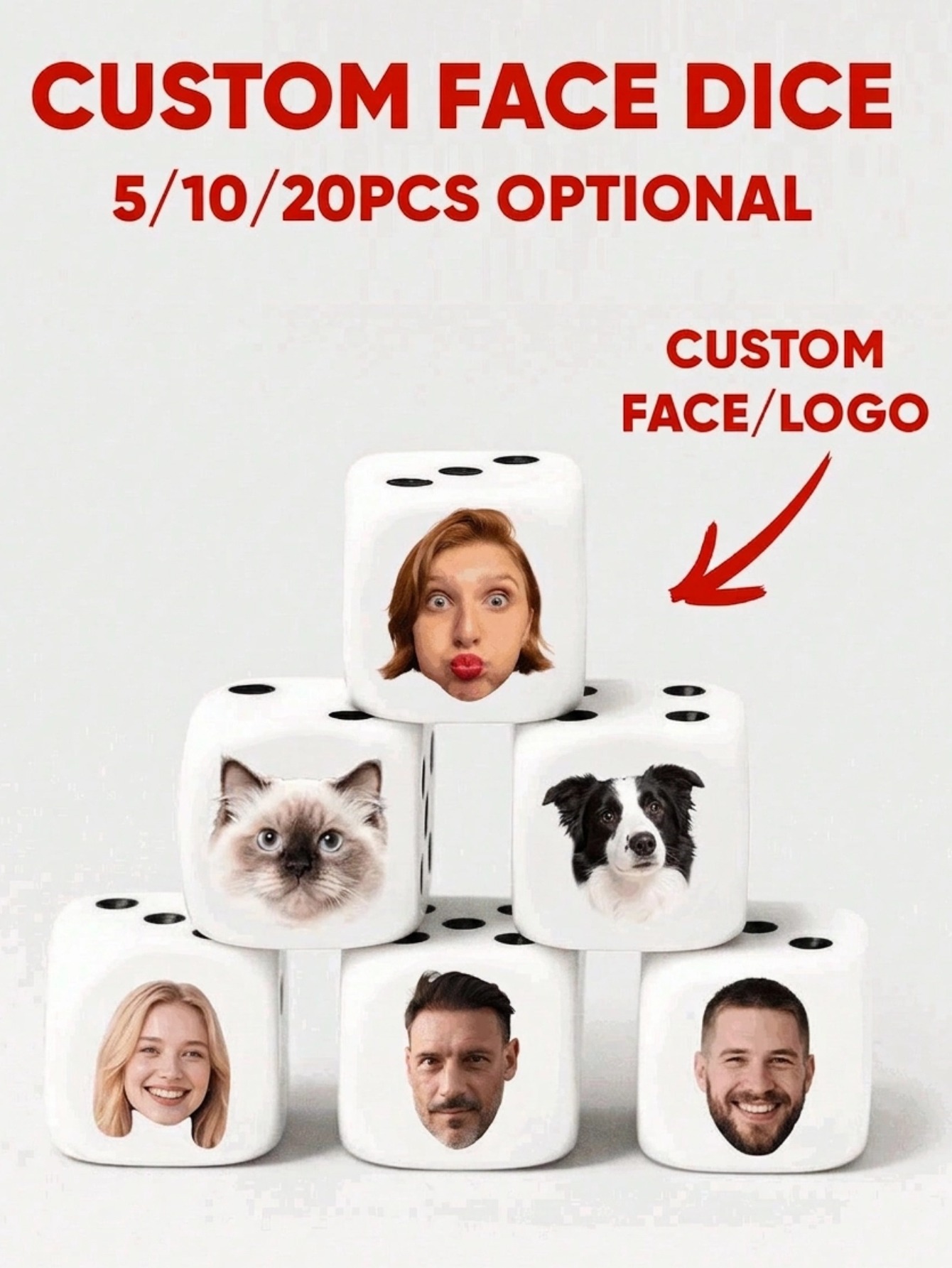 Party Games Birthday - Aangepaste gezichtsdobbelstenen Gepersonaliseerde gezichtsdobbelstenen Grappige dobbelstenen