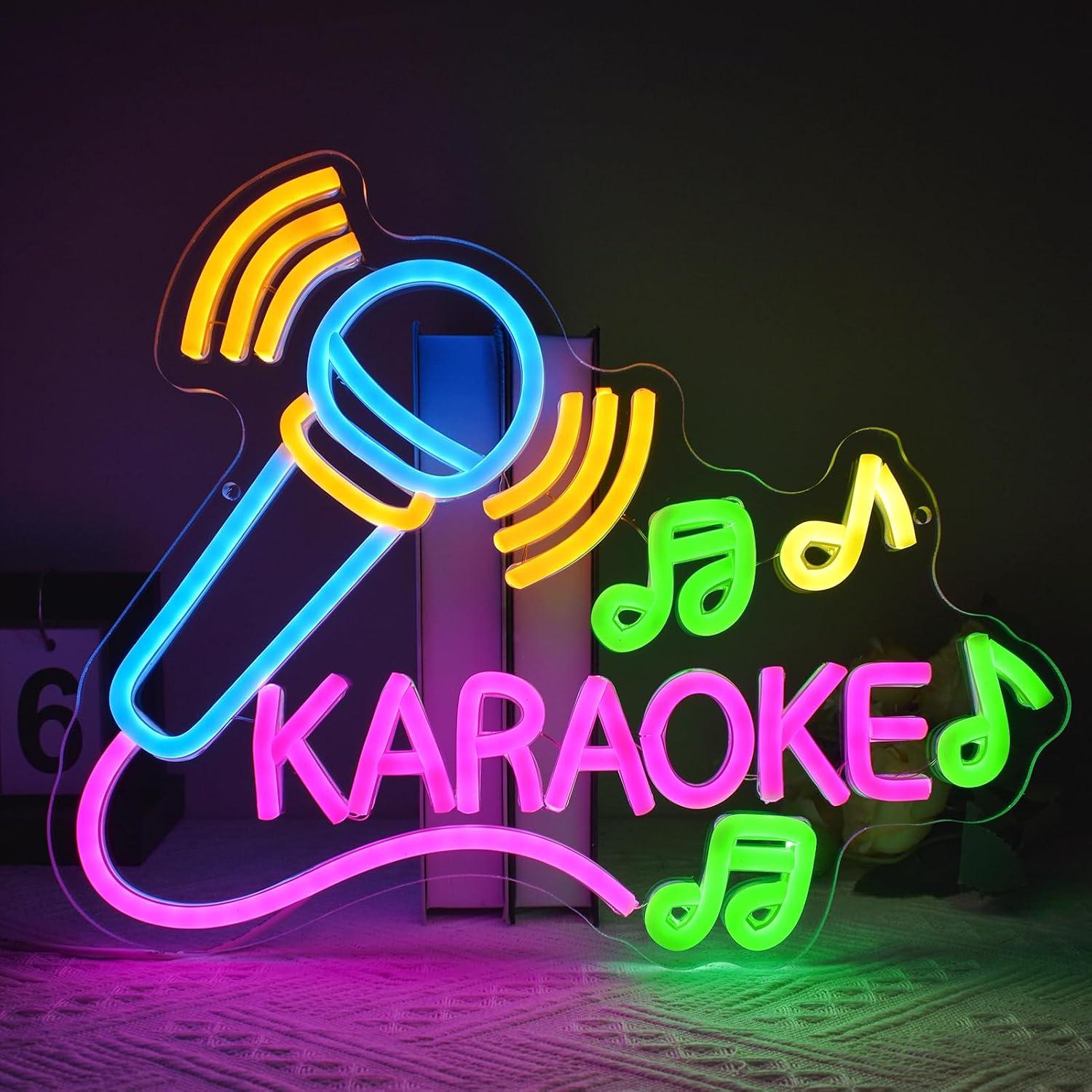 Party Games Night - Karaoke Microfoon Neonbord Dimbare LED-verlichting voor