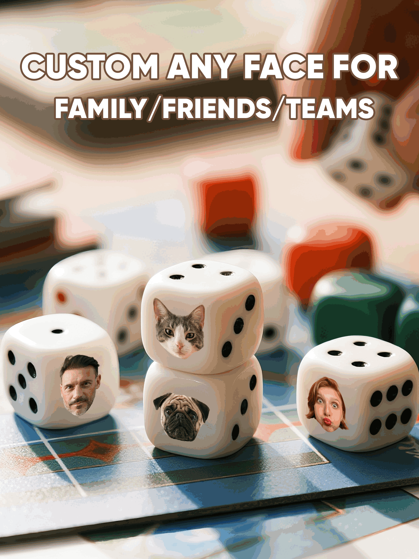Aangepaste gezichtsdobbelstene - Party Games Birthday recensie en prijs