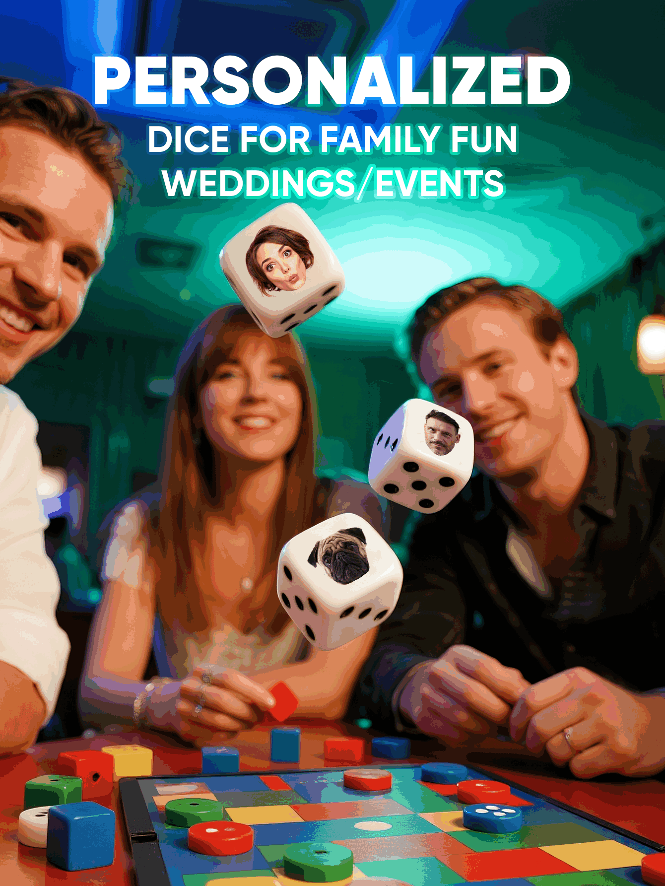 Aangepaste gezichtsdobbelstene - Party Games Birthday recensie en prijs